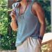 Men's Clothing Early Autumn Casual Solid Color Sleeveless Large Size Vest Top_viptrois.com