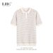 Men's Clothing Ice Silk Knitted High End Men's Polo Shirt Trendy Summer Lapel Striped Paul Business Men's Short Sleeved T Shirt_viptrois.com