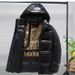 Black Gold Goose Down Parka Coat Knee-Length Ultra-Warm Winter Jacket, Windproof & Cold-Resistant, 90% White Goose Feather Fill, Streetwear Style_viptrois.com