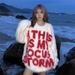 Autumn And Winter Loose Casual Lazy Style Knitted Sweater Jacket Letter Sweater_viptrois.com