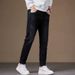 Men's Clothing Jeans Large Size Trendy Brand Fashion Trendy Brand Casual Elastic Small Straight Slim Trousers_viptrois.com