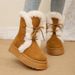 Women's Winter Snow Boots With Thick Sole - High Top Lace-Up Faux Fur Lined Warm Comfortable Shoes For Cold Weather_viptrois.com