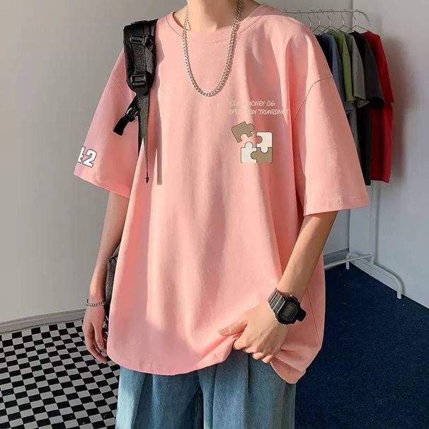 2025 Pure Cotton Summer Loose Large Size Short-sleeved T-shirt Simple Fat Person Handsome Top_viptrois.com