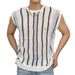 Summer New Knitted Vest Men's Hollow European And American Striped Ice Silk Breathable Vest T Shirt Trendy Foreign Trade Cross Border Wholesale_viptrois.com