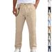BUZT Men's Linen Relaxed Fit Pants – Breathable Straight Leg (S-XXXL, Wrinkle-Resistant, Casual & Travel Ready)_viptrois.com