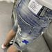 Men's Clothing Fashionable And Stylish Personalized Embroidered Denim Shorts Slim Fitting Skinny Pants Summer Thin Style Ripped Shorts_viptrois.com