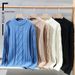 Woodpecker 2025 Autumn New White Crew Neck Cable Knit Men's Winter Plus Size Knitted Base Shirt Sweater_viptrois.com