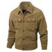 Men's Solid Color Corduroy Jacket Spring Autumn American Style Workwear Collared Black Khaki Gray Full Sleeve Machine Washable_viptrois.com