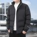 Men's Plush Cotton Winter Coat – Stand Collar Lambskin-Look Jacket (Black/Gray/Khaki, Thick Warm Casual Outerwear)_viptrois.com