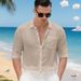 2026 European Men's Spring-Autumn Solid Color Cotton-Linen Collared Long-Sleeved Breathable Casual Large-Sized Shirt_viptrois.com