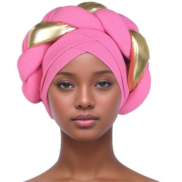 Muslim hat African Muslim casual fashion color matching twist headscarf hat cross forehead thick braid women's pullover hat_viptrois.com