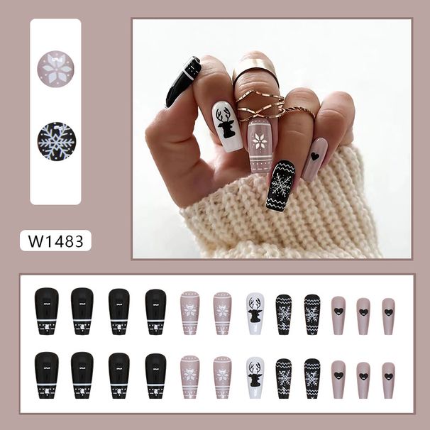 Nails Art & Tools Christmas Nail Piece Elk Deer Snowflake Nail Nail Nail Piece Nail Beauty Piece Ballet Nail 24 Pieces_viptrois.com