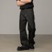 2025 American Retro Original Denim Selvedge Jeans Men's Black Loose Straight A Line Wide Leg Long Pants Summer New Style_viptrois.com
