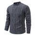 Men's Fleece-Lined Thermal Round Neck Pullover Sweater, Winter Warm Slim Fit Knit Top For Casual & Daily Wear_viptrois.com