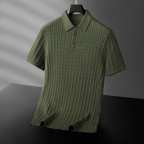 Men's Clothing Knitted Short Sleeved Thin Men's Large Size Breathable Mesh Men's Business Shirt Lapel Men_viptrois.com