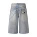 Men's Clothing Street Personality Cartoon Hand Painted Distressed Wide Leg Jeans Washed Distressed Loose Embroidered Wide Leg Pants_viptrois.com