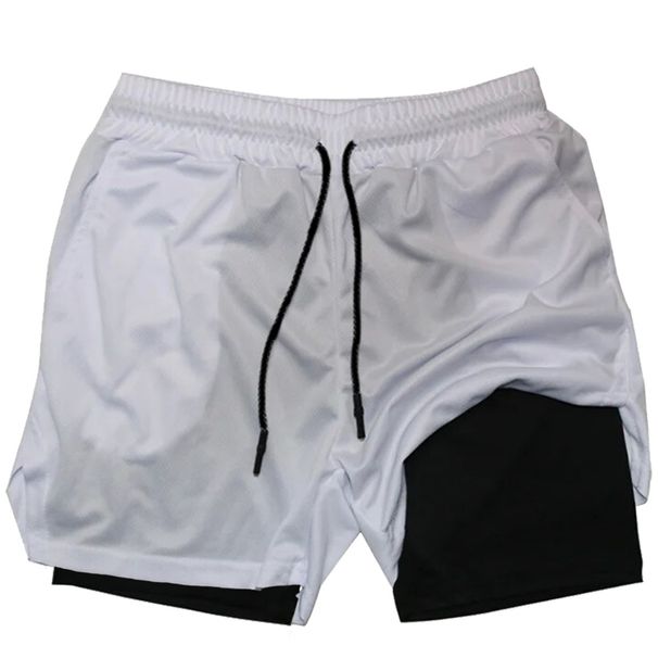 Double Layer Summer Sports Plus Size Straight Leg Quick Drying Shorts, Men's Outdoor Running Mobile Phone Pants_viptrois.com