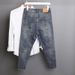 Men's Clothing Nine Point Jeans Spring And Autumn New Trend Slim Fit Summer Thin Retro Trousers_viptrois.com