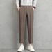 Men's Clothing Men's Ice Silk Nine Point Small Suit Trousers Summer Thin Simple Straight Suit Trousers Advanced Drape Nine Point Casual Trousers_viptrois.com