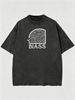 Summer New Washed Short-sleeved T-shirt, Men's Abstract Graphic & Letter Creative Printing Half-sleeved Youth Trend Versatile Casual Loose Base Tee_viptrois.com
