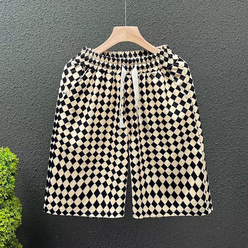 Men's Casual Wavy Pattern Shorts Trendy Streetwear Mid-Thigh Length Comfortable Daily Wear Lounge Pants for Summer_viptrois.com