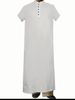 Men's Clothing Simple Long Stand Collar Button Muslim Robe_viptrois.com
