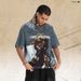 American Vintage Singer Portrait All-over Print Washed Distressed Loose One-piece Cut Short-sleeve T-shirt_viptrois.com