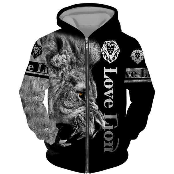 Spring And Autumn Men's Tracksuit 3D The Lion Print Zipper Hoodies Sweatshirts Pants Sets Casual Mens Clothing Women's Tracksuit_viptrois.com