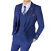 Men's Slim Fit Wedding Suit – Single/Double-Breasted Blue Groom Suit With Vest & Trousers_viptrois.com