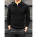 Monochrome Man- Autumn Winter New Polo Shirt Turn-Down Collar Half-Zip Long-Sleeve Knitted Sweater Men's Slim Fit Business Foreign Trade_viptrois.com