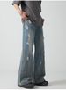 Washed Denim Jeans For Men In The Summer 2025, American High Street, Loose Loose, With Sense Of Draping, Featuring A_viptrois.com