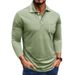 Men's Lapel Button T Shirt Long Sleeve Polo Shirt_viptrois.com