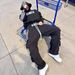 Striped Print Loose Sweatshirt Unisex Street Hip Hop Personality Patch Embroidered Sweatshirt Sweatpants_viptrois.com