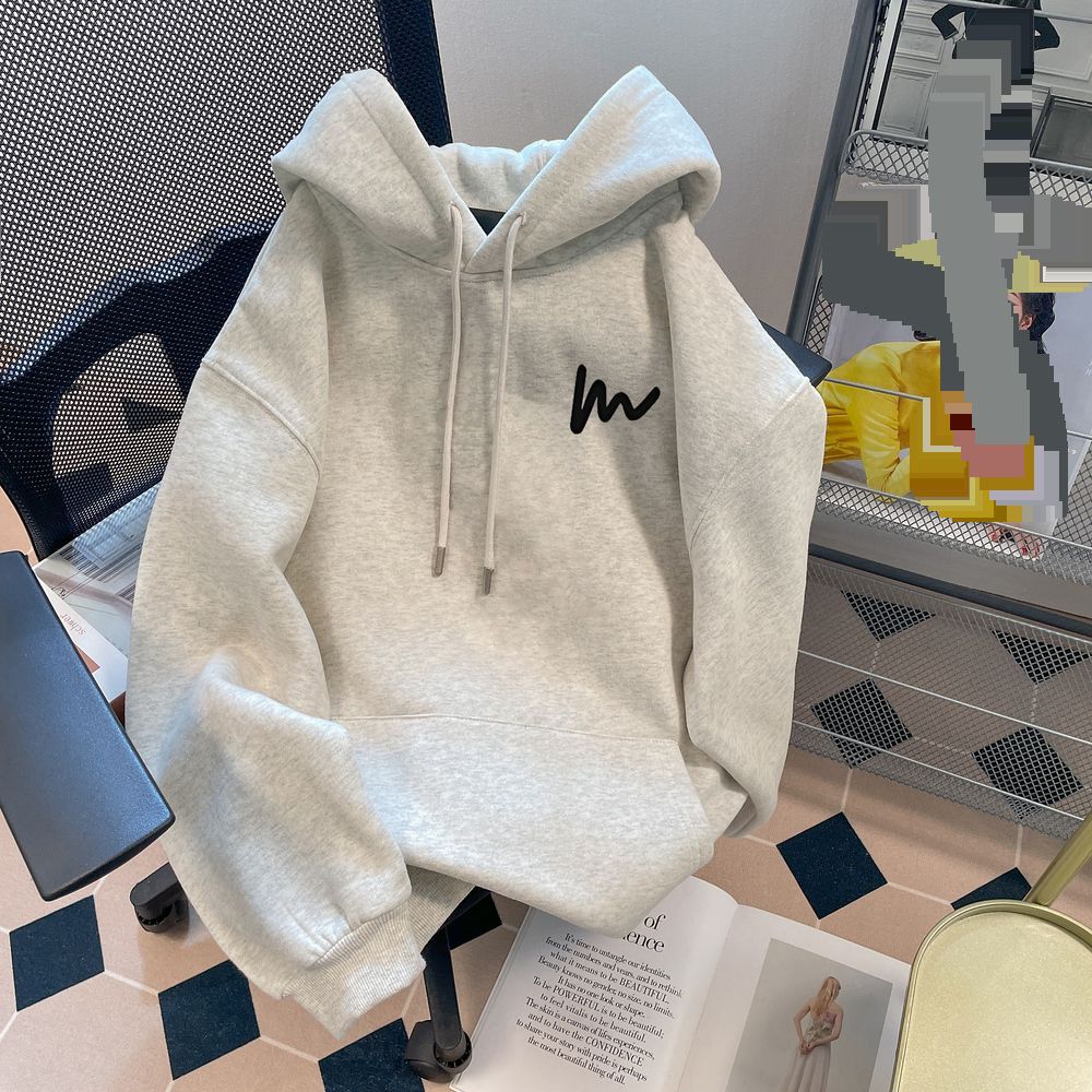 Cityboy Teen Design Sense Niche Fleece Thickened Sweater Autumn And Winter 2024 New Loose Hooded Jacket_viptrois.com