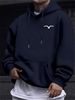 Men's Autumn And Winter Casual And Fashionable Loose Hooded Sweatshirt With Bird Silhouette Print Long Sleeved Warm Pullover Sweater_viptrois.com
