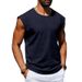 Men's Summer New Style Sleeveless T-shirt For Teenagers - Casual Loose Pure Color Lightweight Blazer-style T-shirt For Men_viptrois.com