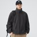 Men's Premium Stand Collar Zip-Up Jacket - Lightweight Casual Outerwear For Spring & Autumn - Slim Fit Polyester Coat In Dark Grey, Army Green_viptrois.com