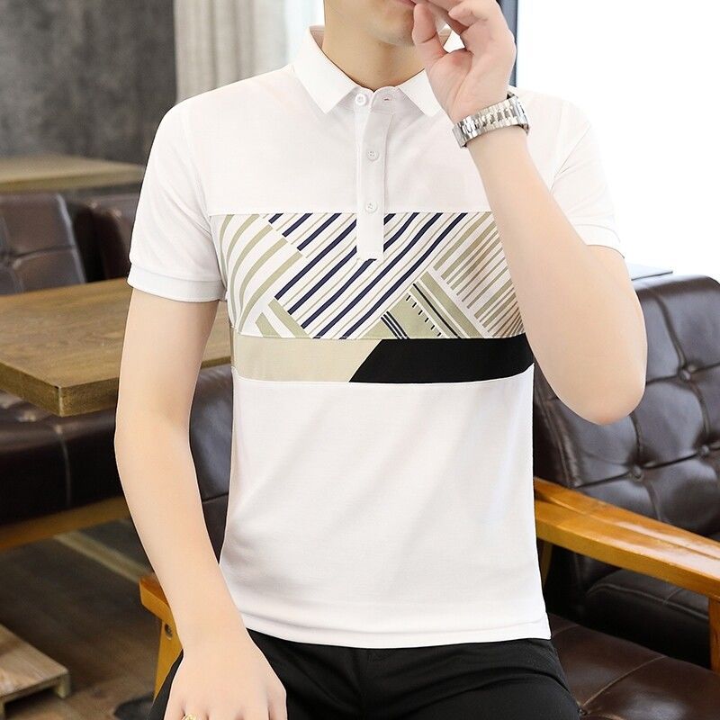 Leading Summer New High-end Short T-shirt, Men's Youth Lead Slim Fit Lapel Polo Shirt, Half Sleeved T-shirt_viptrois.com