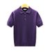 Casual Knitted T-Shirt Short Sleeved Simple Solid Color Comfortable Breathable Top Hong Kong Style Fashion Trendy_viptrois.com