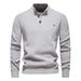 Pure 2024 Autumn Winter New Cross-Border Foreign Trade Stand Collar Men's High-Quality Business Sweater Solid Color Casual_viptrois.com