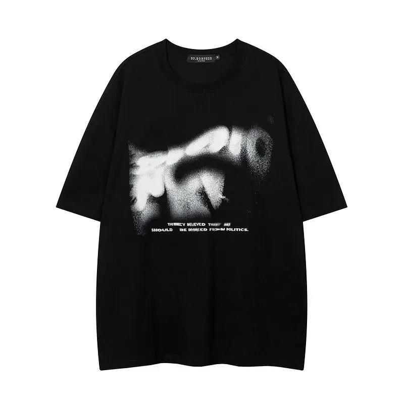 Men's Clothing American Retro Street Graphic T Shirt Fashion Y2K Loose Hip_viptrois.com
