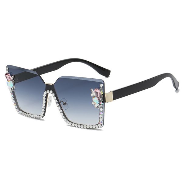 Unisex Fashion Round Diamond Studded Sunglasses Sun Protection Sunglasses Outdoor Rhinestone Glasses_viptrois.com
