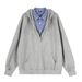 Two-Piece Plaid Patchwork Shirt Collar Hooded Sweatshirt Men's Trendy Brand Design Sense Personality Half Cardigan_viptrois.com