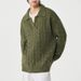 2025 Retro Lazy Twisted Texture Two-Piece Turn-Down Collar Pullover Sweater Men Loose Spliced Knitted Cardigan_viptrois.com