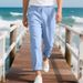 Men's Clothing Spring And Autumn Loose Casual Linen Hip Hop Beach Sports Wide Leg Casual Trousers_viptrois.com