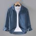 Corduroy Shirt Men's Casual Workwear Men's Long Sleeved Outerwear Striped Velvet Shirt Single Breasted_viptrois.com