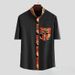 Men's Clothing Men's Floral Short Sleeved Shirt Ethnic Retro Print Shirt Loose Button Street Wear Clothes_viptrois.com