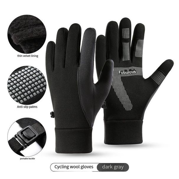Men's Gloves Winter Sports Warm Gloves Men's Non Slip Outdoor Sports Waterproof Touch Screen Plus Velvet Thickened Fitness Cycling Gloves_viptrois.com