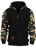 Men's Clothing Hooded Sweatshirt Outdoor Camouflage Men's Camo Hooded Zip-Up Fleece Sweatshirt - Outdoor Military Style Pullover With Kangaroo Pocket_viptrois.com