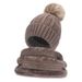 wool Knitting Ladies Autumn And Winter Fashion Warm Version Of The Trendy All-match Plus Fleece Hat Scarf Set_viptrois.com